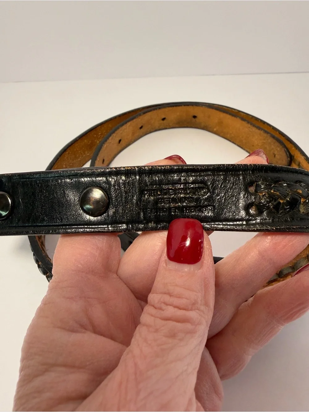RM Mexico Vintage Black Hand-Laced Braided Leather Belt Strap Sz 36